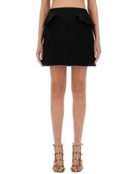 McQueen - Trompe L'Oeil Pockets Wool Mini Skirt - Lyst
