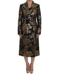 Dolce & Gabbana Black Gold Baroque Trench Coat Jacket