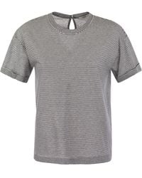 Peserico - T-shirt en jersey à rayures légères et Punto Luce - Lyst