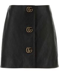 Gucci - Leather Mini Skirt - Lyst