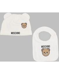 Moschino - Mini Cotton Beanie And Bib Set With Logo - Lyst