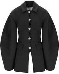 Ganni - Single-Breasted Scuba Blazer - Lyst