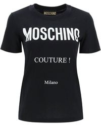 Moschino T-Shirt mit Couture-Print, schwarze Baumwolle
