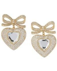 Self-Portrait - Heart-Shaped Earrings With Embellished Bow - Lyst