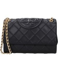 Tory Burch - Sacs d'épaule Fleming Femmes en cuir noir - Lyst