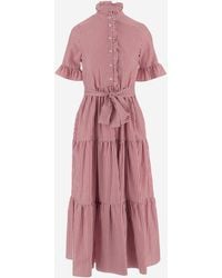 F.it - Striped Cotton Dress With Ruffle Collar - Lyst