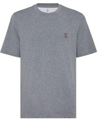 Brunello Cucinelli - Logo Katoenen T -shirt - Lyst