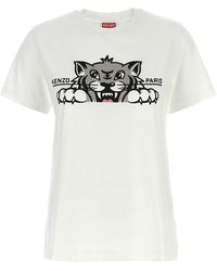 KENZO - Happy Tiger T Shirt Bianco-Donna - Lyst