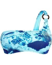 Vilebrequin - One-Shoulder Bikini Top With Marine Print - Lyst