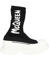Alexander McQueen - Logo-Print Socken-Stil Stiefel - Lyst