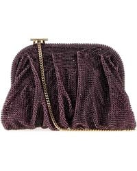 Benedetta Bruzziches - 17Cm Petite Venus Rhinestone Knit Clutch With Golden Hardware & Shoulder Strap - Lyst