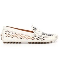 Tod's - Gommino Weiße Perforierte Kalbsleder Slipper - Lyst