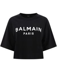 Balmain - Logo Print Boxy T -shirt - Lyst