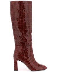 Aquazzura - Sellier Boots In Croc Embossed Leather - Lyst