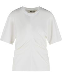 Rohe - Gedrapeerd T-shirt Van Witte Katoenmix - Lyst