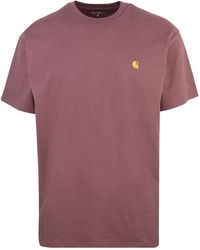 Carhartt - T -shirt S/s Chase Schemerig Roze / Goud - Lyst