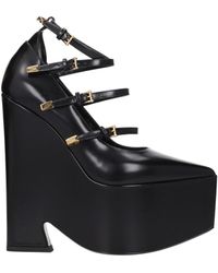 Versace - Satin Wedge Pumps - Lyst