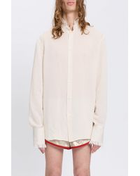 Ann Demeulemeester - Camisa estándar con cuello mao y volantes de crespón de seda Flosi de - Lyst