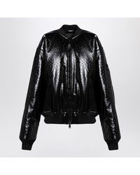 Balenciaga - Ostrich-Effect Leather Bomber Jacket - Lyst