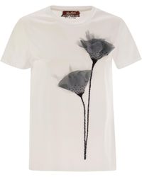 Max Mara - Azzurro Jersey T -Shirt mit Stickerei - Lyst