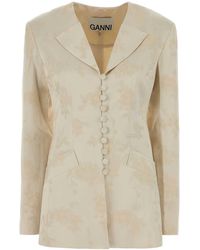 Ganni - Jacquard Notched Lapel Blazer - Lyst
