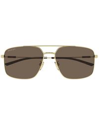 Gucci - Zonnebril Gg2096 Sa 004 Goud/bruin Heren - Lyst