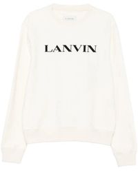 Lanvin - Cotton Sweatshirt With Embroidered Logo - Lyst