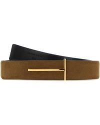 Tom Ford - Natural Nubuck Reversible Slim T Belt 28 Mm - Lyst