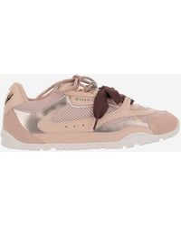 Pinko - Leather And Mesh Sneakers With Two-Tone Laces - Lyst