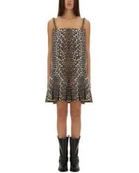Ganni - Dress With Animal Pattern - Lyst