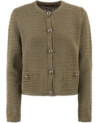 Fabiana Filippi - Openwork Knitted Cotton Cardigan With Jewelled Buttons - Lyst