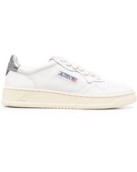 Autry - Sneakers Medalist Low In Pelle Bianco Argento - Lyst