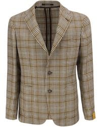 Tagliatore - Cotton And Linen Tartan Jacket - Lyst