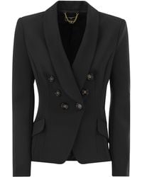 Elisabetta Franchi - Double Breasted Crepe Jacket mit Schal -Revers - Lyst