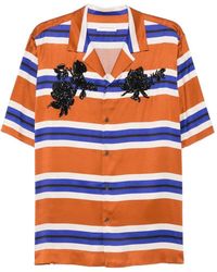 Dries Van Noten - Gestreept Overhemd Versierd Met Kralen - Lyst