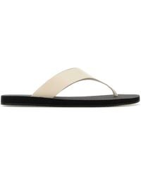 The Row - Ivory Leather Dune Thong Slippers - Lyst