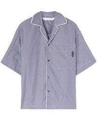 Palm Angels - Gestreiftes Hemd mit geschwungenem Logo-Print von - Lyst