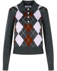 Self-Portrait - Pull en laine gris 'Argyle' - Lyst