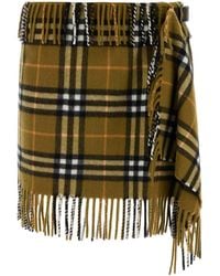 Burberry - Embroidered Wool Blend Mini Skirt - Lyst