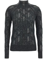 Ermanno Scervino - Crystal Appliqué Braided Sweater With High Neckline - Lyst