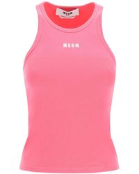 MSGM - Logo Embroidery Tank Top - Lyst