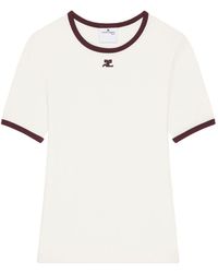 Courreges - Camiseta de algodón con ribete en contraste - Lyst