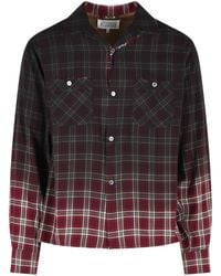 Maison Margiela - Burgundy Viscose Check Shirt With Gradient Effect - Lyst