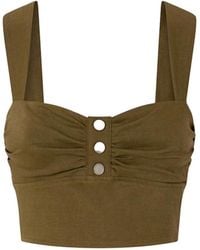 Pinko - Cropped Linen Blend Top - Lyst