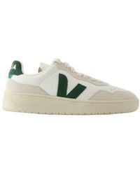 Veja - V-90 weiße/grüne ledersneaker,leder sneakers mit gummisohle - Lyst