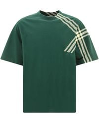 Burberry - Check Sleeve Katoenen T -shirt - Lyst