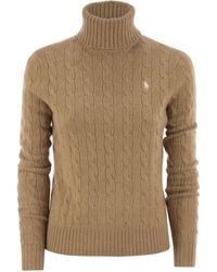 Polo Ralph Lauren - Wool And Cashmere Cable-Knit Turtleneck Sweater - Lyst
