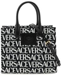 Versace All Over Logo Bolso tote pequeño - Negro