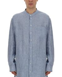 Dolce & Gabbana - Mandarin Collar Oversize Linen Shirt - Lyst