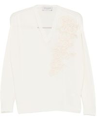 ERMANNO FIRENZE - Embroidered Cotton Sweater - Lyst
